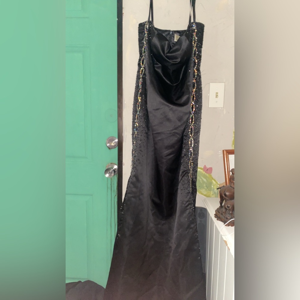 Elegant Black Gown with Beaded Details